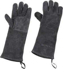 キャプテンスタッグ(CAPTAIN STAG) アウトドア キャンプ BBQ 手袋 レザーグローブ 牛革 ブラック　ロング