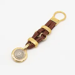 極美品 VERSACE ヴェルサーチ キーリング メデューサ レザー ブラウン 極美品 VERSACE ヴェルサーチ キーリング メデューサ レザー