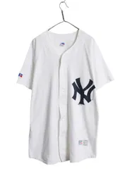 【お得なクーポン配布中!】 90s USA製 ヤンキース ベースボール シャツ メンズ XL オールド MLB オフィシャル ラッセル 大リーグ コットン ユニフォーム ゲームシャツのサムネイル