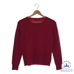 ☆美品☆ UNIQLO ユニクロ トップス セーター 薄手 クルーネック シンプル 長袖 レディース レッド S カシミヤ100％ 901-12597 送料無料 古着