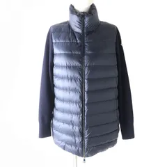 美品 MONCLER モンクレール ロゴワッペン カーディガン ネイビー L MONCLER (モンクレール) ロゴワッペン ボーダー ニット