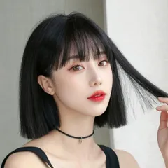 ★ウィッグ　カツラ 立体感 コスプレ 気分転換 女装 ショートストレートヘア 清楚系　フルウィッグ　ボブ ネット付き