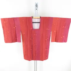 道行 正絹 膨れ織 グラデーション 花柄 赤紫色 和装コート 着物用 ちりよけ カジュアル 作家物 身丈86cm