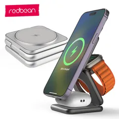 国内正規品 Redbean レッドビーン 折りたたみ式 3in1 ワイヤレス充電器 P1 Pro for MagSafe対応 iPhoneｘApple WatchｘAirPodsｘAndroid Qiデバイス マグセーフ RB26608GR RB26609SV