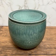 【信楽焼】明山窯 ぬか壺 ブルーグリーン ぬか漬け 壺 コンパクト Shigaraki Ware Nukatsubo