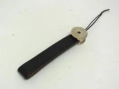 BVLGARI ブルガリブルガリ レザー ストラップ キーホルダー チャーム メンズ ブラック系×シルバー系 DJ9734