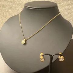 ディオール ネックレス・イヤリングセット ラインストーン ゴールド【Christian Dior】