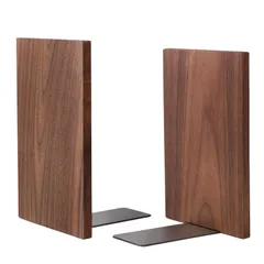 【特売】Muso Wood 本立て 木製ほんたて ブックエンド ブックスタンド 18x12x10.8cm (ウォールナット １ペア)