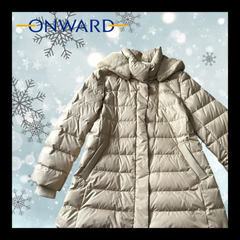 【美品】ONWARD 自由区 ダウンジャケット コート アウター ベージュ レディース