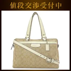 コーチ 2way バッグ ベージュ ホワイト シグネチャー F16119