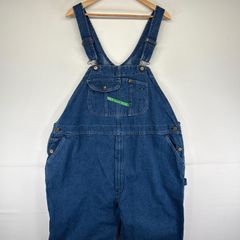 古着 キー KEY オーバーオール デニム ワンポイントロゴ 大きいサイズ ワーク w50 L30  ブルー メンズ