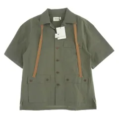 beautiful people ビューティフルピープル 24SS 1415106003 uniform poplin open collar shirt ユニフォーム ポプリン オープンカラー ポケット シャツ 半袖 ダークオリーブ系 34【美品】【中古】のサムネイル