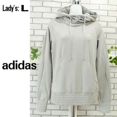 L■美品■フーディー・パーカー■adidas アディダス■ネックウォーム■ストレッチ■ライトグレー