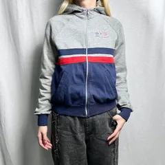 80年代 adidas アディダス フルジップパーカー スウェットパーカー トレフォイルロゴプリント レディースXS-S相当 