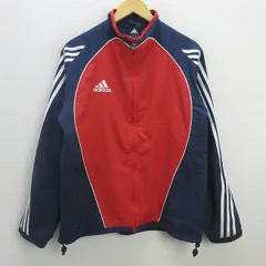 z■アディダス/adidas スリーストライプジャケット/スポーツウェア【L】赤紺/men's/133【中古】■