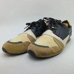 LANVIN en Bleu ランバンオンブルー レザースニーカー 革靴 26.5cm ホワイト ブラック 白 黒 メンズ A-9-3