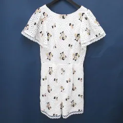 チェスティ Chesty 花柄 フラワー オールインワン 半袖 膝上 ショートパンツ 0 白系 ホワイト レース 刺繍 シースルー 透け感 裏地のサムネイル