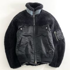 18g7 《美品》 sacai サカイ Faux Shearling x Nylon Twill Blouson フォックスシアリングナイロンツイルブルゾン フリースジャケット 22-02903M 1 ブラック