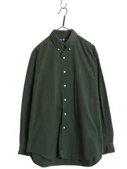 【お得なクーポン配布中!】 90s ラルフローレン 長袖 ボタンダウン シャツ メンズ L / オールド ポロ 長袖シャツ ワンポイント コットン チノ シンプル ワイシャツ 緑