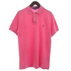 ポロ バイ ラルフローレン Polo by Ralph Lauren ポロシャツ カットソー 半袖 鹿の子 ロゴ 刺繍 コットン ピンク L ■GY99 ☆AA★