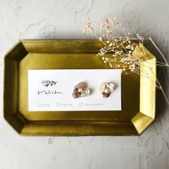 【再販】お花 パール 天然石 金継ぎ ピアス イヤリング ノンホールピアス  水晶 ピンクエピトード ディープローズクォーツ ピンク ゴールド 金