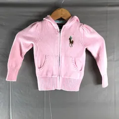 ラルフローレン Ralph Lauren パーカー コットン100％ フード付き キッズ ワンポイント刺繍 フロントポケット 長袖 ピンク 3/3Tサイズ 2025082900404