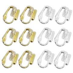 【迅速発送】イヤリングコンバーター クリップ式 縦型 ゴールド シルバー 2色6ペア シリコン カバー付き ノンホールコンバーター