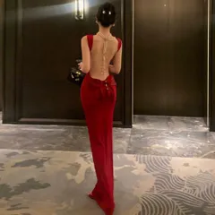 セクシー??バックリボン真っ赤なロングドレス★パーティーにぴったり