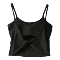 クロップド丈 ブラトップ カップ付き キャミソール  綿95% 背中見せ ショート丈 オープンバック クロス トップス おしゃれ ハーフキャミ ヘソ出し 204301