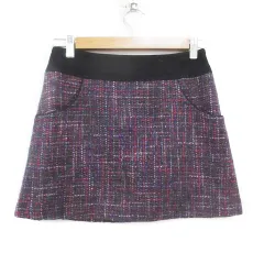 アプワイザーリッシェ Apuweiser-riche 台形スカート ミニ丈 ウール マルチカラー ツイード 1 黒 ピンク ブラック /FF40