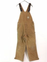 古着 00s Carhartt パデット ブラウン ダック Wニー ワーク オーバーオール W36 L29 古着 