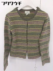 ◇ KUMIKYOKU 組曲 総柄 ニット カーディガン サイズ2 カーキ系 マルチ レディース  【中古】 【1112170008102】
