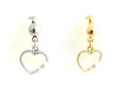 １８Ｇ軟骨ねじりハート＆パール ボディピアス 軟骨ピアス 耳ピアス 片耳ピアス
