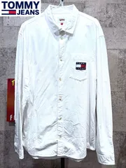 美品 トミージーンズ 長袖 ネルシャツ ホワイト XL メンズ 白 TOMMY JEANS フランネル トミーヒルフィガー