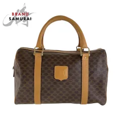 美品 CELINE セリーヌ マカダム ブラウン ゴールド金具 PVC/レザー ハンドバッグ ボストンバッグ レディース 410670【中古】