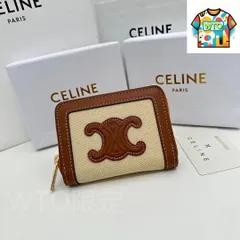 【今日特価】Celine セリーヌ トリオンフ キュイル コンパクトジッパー財布 繊維と小牛皮製、多収納-WTO輸入2