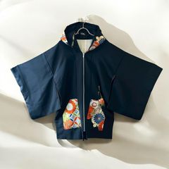 着物フーディ パーカー 帯 黒留袖 リメイク remake メンズ レディース 久喜倉庫店 NO.0002