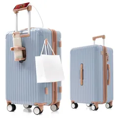 「5月14日再入荷予定」「大人気商品」全新品 スーツケース Sサイズ ストッパー付き USBポートキャリーバッグ キャリーケース スマホスタンド ドリンクホルダー TSAロックかわいい 2日 3日 小型 おしゃれ 軽量 大容量 海外旅行 1