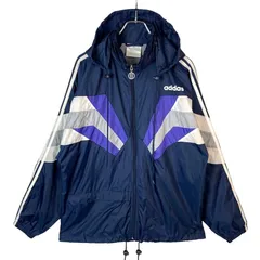 80s90sアディダスadidas万国旗タグナイロンジャケットフーディジャンパーウィンドブレーカー裏地メッシュ切り替えデザイン紺ネイビー白ホワイト紫パープル灰色グレーvintageヴィンテージ40618