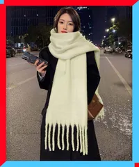 新品 ボリューム ワイドマフラー フリンジ 無地 膝掛け 韓国風 暖かい 大人可愛い マフラーペア 【送料無料】