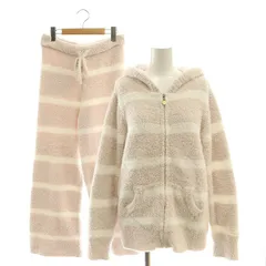 ジェラートピケ gelato pique セットアップ ボーダー パーカー パンツ ルームウェア 部屋着 ナイトウエア パジャマ F ピンク 白 /MI ■OS