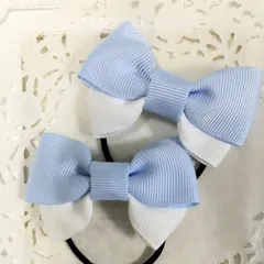 ダブルリボン 水色 ヘアゴム