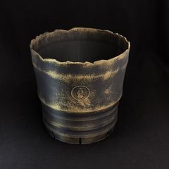 【限定モデル 一点もの 正規品】メントリザムライ130 丸 ゴールド 植木鉢 プランター スリット 水はけ 速乾 作家鉢 観葉植物 アガベ 塊根 多肉 グラキリス 亀甲竜 エケベリア ハオルチア