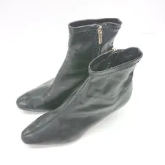 ■ evol サイドファスナー ポインテッドトゥ ガーリー シンプル ショート ブーツ サイズ24.5cm ブラック レディース E 【1307040056042】