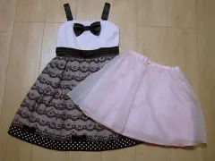 バービー Barbie 子供服 アウトレット 子供服 女の子 キャミソール ワンピース フォーマル ドレス パニエ 2点 130cm ピンク 黒 発表会 結婚式 ★4 ガールズ 女児 キッズ 【中古】 ユーズドのサムネイル