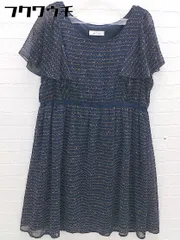 ◇ Rew de Rew ルゥデルゥ 総柄 半袖 膝丈 ワンピース サイズM3 ネイビー系 レディース 【中古】 【1102030041912】