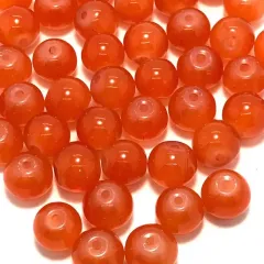 【195】ガラスラウンドストランド(染め)★オレンジ 8mm/60個
