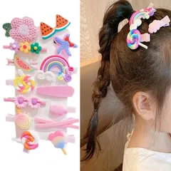 HAPVITAL 14個入り ヘアクリップ 子供 ヘアピン 女の子 パッチンピン 髪留め キッズヘアピン サイドクリップ ヘアアクセサリー 少女 子供用 前髪 髪飾り 可愛いヘアピン プレゼント 誕生日 (ピンク)