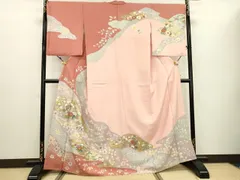 平和屋着物▼訪問着　駒刺繍　御所車花文　金銀彩　正絹　逸品　DAAS7920fe