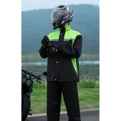 ☆ グリーン×ブラック ☆ Mサイズ ☆ レインウェア バイク用 メンズ 上下セット レインウェア バイク用 メンズ 上下セット 雨カッパ 雨具 レインスーツ レインコート レインジャケット ライダースーツ 防水 防風 撥水 透湿 男性用
